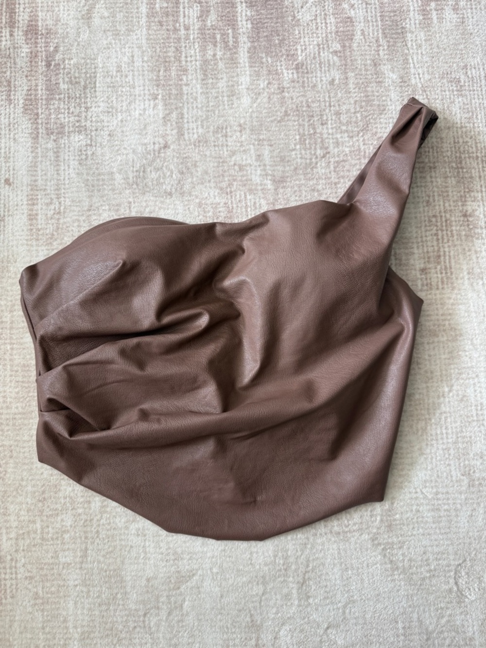 naked wardrobe taupe-brown Faux Leather One-Shoulder top size M